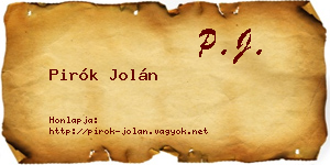 Pirók Jolán névjegykártya